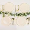 Efavormart 10-Pack 10" Ivory Vintage Plastic Dinner Plates with Gold Scalloped Swirl Rim, Elegant Heavy Duty Disposable Plates for Weddings, Bridal Showers, and Event Banquets view 1