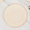 Efavormart 10-Pack 10" Ivory Vintage Plastic Dinner Plates with Gold Scalloped Swirl Rim, Elegant Heavy Duty Disposable Plates for Weddings, Bridal Showers, and Event Banquets view 2