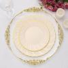 Efavormart 10-Pack 10" Ivory Vintage Plastic Dinner Plates with Gold Scalloped Swirl Rim, Elegant Heavy Duty Disposable Plates for Weddings, Bridal Showers, and Event Banquets view 4
