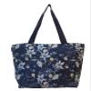 New York XPress 2-in-1,Portable and Push-Rolling Tote Bag/Rolling Tote with Wheels and Handle/Shopping Tote Bag for wowenBlue Lilies / Pink_floral view 2