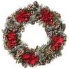 SilksAreForever 18.8" Flocked Artificial Pinecone, Berry & Wood Chip Flower Wreath -Red/Brown (Pack of 2) view 1
