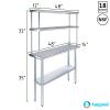 AmGood Stainless Steel Work Table with 12" Wide Double Tier Overshelf | Metal Kitchen Prep Table & Shelving Combo | NSF (Stainless Steel Table with Double Overshelves, 48" Long x 14" Deep) view 3
