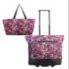 New York XPress 2-in-1,Portable and Push-Rolling Tote Bag/Rolling Tote with Wheels and Handle/Shopping Tote Bag for wowen,Pink Floral view 1