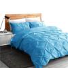 All Season Soft Luxurious Decorative Cotton Pintuck 3 Piece Oversized King Plus Duvet Cover Zipper & Corner Ties 2 Pillow Shams Sky Blue Comforter Cover Oversized King Plus-128"x120" view 1