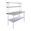 AmGood Stainless Steel Work Table with 12" Wide Double Tier Overshelf | Metal Kitchen Prep Table & Shelving Combo | NSF (Stainless Steel Table with Double Overshelves, 60" Long x 30" Deep) view 1