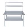 AmGood Stainless Steel Work Table with 12" Wide Double Tier Overshelf | Metal Kitchen Prep Table & Shelving Combo | NSF (Stainless Steel Table with Double Overshelves, 60" Long x 30" Deep) view 2