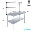 AmGood Stainless Steel Work Table with 12" Wide Double Tier Overshelf | Metal Kitchen Prep Table & Shelving Combo | NSF (Stainless Steel Table with Double Overshelves, 60" Long x 30" Deep) view 3