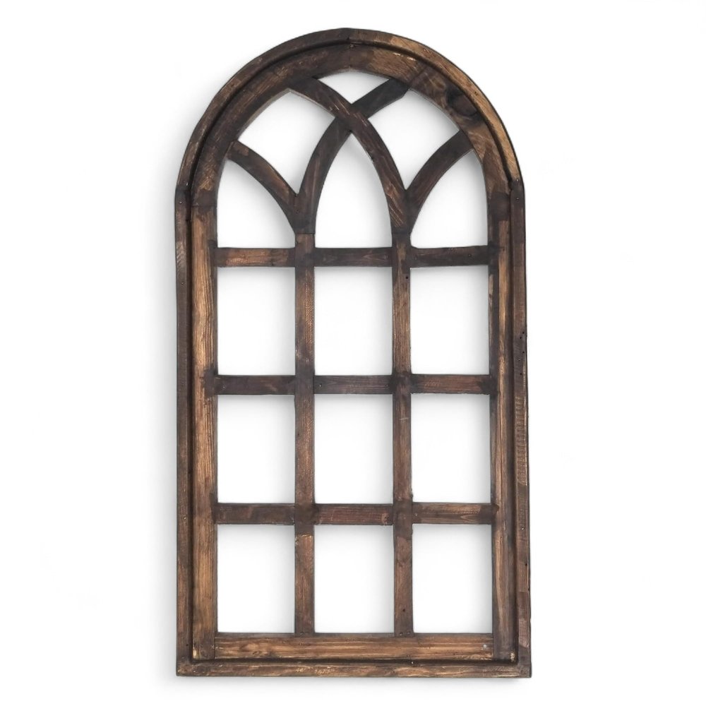 44" Farmhouse Wall Window Arch -Large Wood Window Frame-Sunset Grove Cathedral