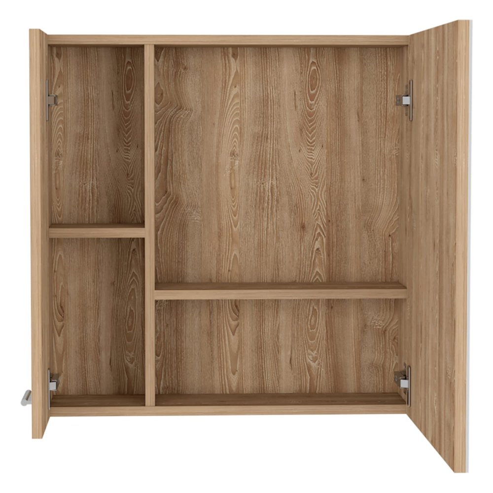DEPOT E-SHOP Medicine 23H Double Door Cabinet,4 Interior Shelves, Pine