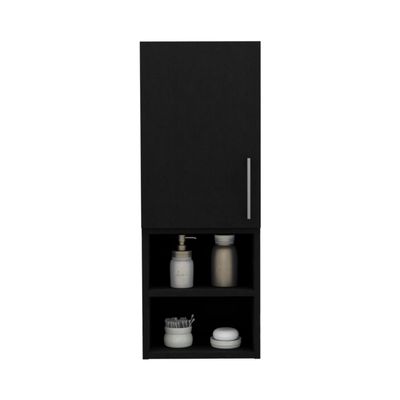 Medicine 31H Single Door Cabinet, 2 External Shelves, 2 Interior Shelves, Black