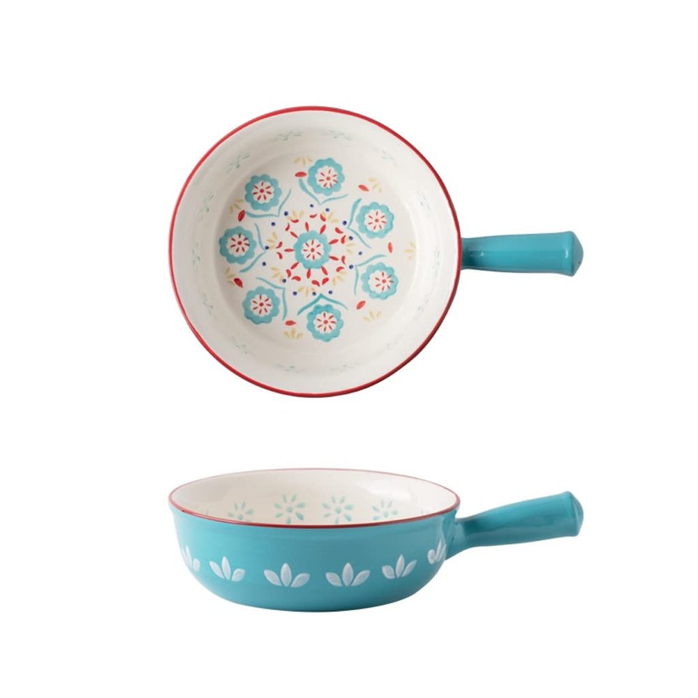 Salad Bowls for Kitchen Salad Bowl Creative Ceramic Bowl Hand Putting Rice Bowl Fruit Bowl Soup Bowl Handle Breakfast Bowl Soup Bowls (Color : B)