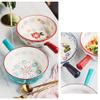 Salad Bowls for Kitchen Salad Bowl Creative Ceramic Bowl Hand Putting Rice Bowl Fruit Bowl Soup Bowl Handle Breakfast Bowl Soup Bowls (Color : B) view 4