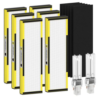 FMDZFL 6 Packs FLT4825 HEPA Replacement Filter B & 2 Replacement Bulb Compatible with AC4825 AC4300 AC4800 AC4900 AC4850, Part No# FLT4825, LB4000