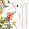 CCINEE 30Pcs Metal Wire Floral Place Card Holder Pick 13In Heart Golden Floral Picks Photo Memo Car Holder for Wedding Birthday Party Supply view 2