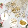 CCINEE 30Pcs Metal Wire Floral Place Card Holder Pick 13In Heart Golden Floral Picks Photo Memo Car Holder for Wedding Birthday Party Supply view 3