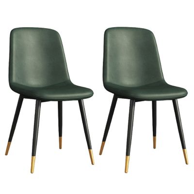 OYhmc Dining Chairs Set of 2, PU Leather Dining Chair Cushion Upholstered Seat Kitchen Room Side Chair with Metal Legs for Living Room 45cm Height