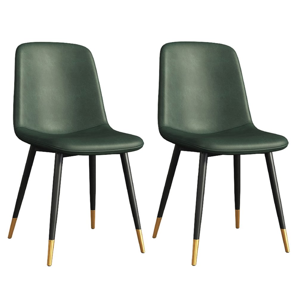 OYhmc Dining Chairs Set of 2, PU Leather Dining Chair Cushion Upholstered Seat Kitchen Room Side Chair with Metal Legs for Living Room 45cm Height