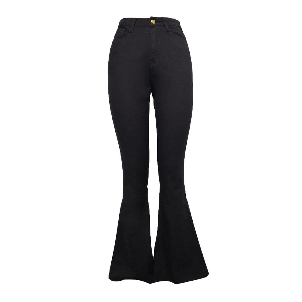 Flare Bell Bottom Jeans for Women High Waisted Stretch Wide Leg Denim Pants Classic Slimming Retro Comfy Jean (Black,Medium)