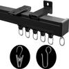 MaKefeile Ceiling Mount Curtains Track Room Divider Privacy Partition Separator Curtain Tracks Rods Heavy Duty RV Shower Outdoor Rail Clip Hook Set, Black 3-15ft view 1