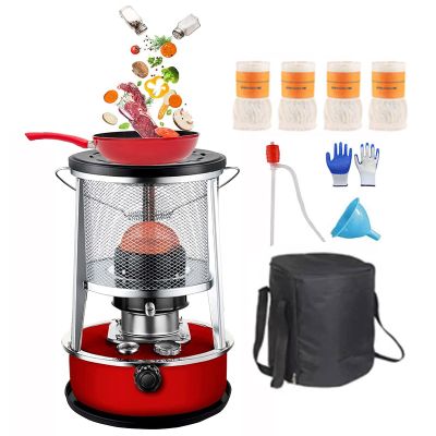 Xrdbfd Portable Handy Kerosene Stove Heater, Kerosene Stove Burner with Wick, Indoor and Outdoor Kerosene Heater, Oil Paraffin Heater for Camping, Tent Heating, 4.6/6L,4.6Lred