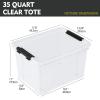 Afromy 4-Pack Plastic Storage Bins with Lid, Latching Stackable Utility Tote, 35 Quart, Clear view 2