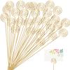 CCINEE 30Pcs Metal Wire Floral Place Card Holder Pick 13In Golden Floral Picks Photo Memo Car Holder for Wedding Birthday Party SupplyRound Shaped view 1