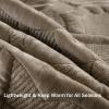 KISKIS Faux Velvet Quilted Bedspread, Coverlet Set Geometric Stitching Design, Warm Quilt Set All Season, 2 Pillowcases,Brown,King 106x92 view 3