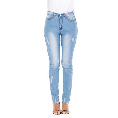 Maiyifu-GJ Women's Double Breasted High Waist Jeans Stretch Butt Lifting Button Down Denim Pants Retro Skinny Jean Trousers (Light Blue,XX-Large)
