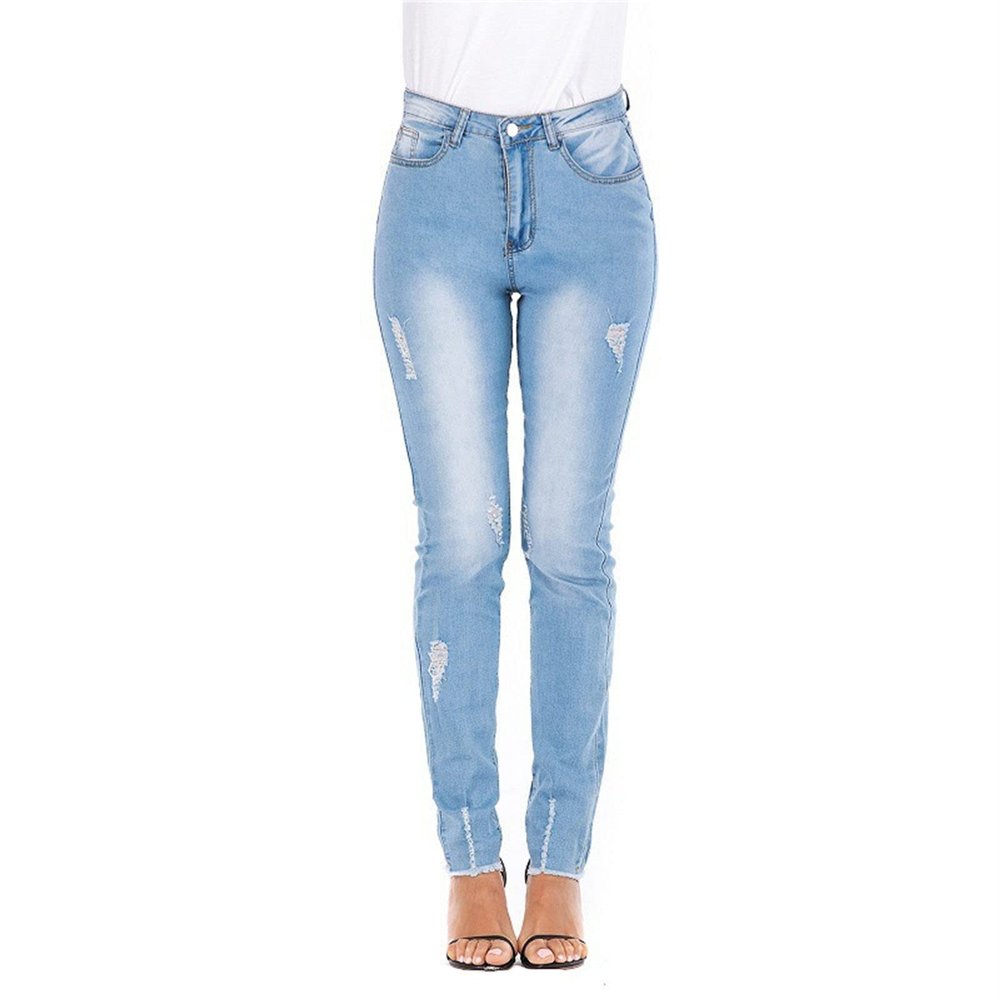 Maiyifu-GJ Women's Double Breasted High Waist Jeans Stretch Butt Lifting Button Down Denim Pants Retro Skinny Jean Trousers (Light Blue,XX-Large)