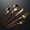 Gold Wooden Silverware Set 30 Piece Flatware Sets for 6 With Imitation Wood Handle Stainless Steel Home Kitchen Wedding Restaurant Cutlery Utensils Delicate Knifes Forks and Spoons Set view 1