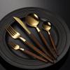 Gold Wooden Silverware Set 30 Piece Flatware Sets for 6 With Imitation Wood Handle Stainless Steel Home Kitchen Wedding Restaurant Cutlery Utensils Delicate Knifes Forks and Spoons Set view 2