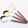 Gold Wooden Silverware Set 30 Piece Flatware Sets for 6 With Imitation Wood Handle Stainless Steel Home Kitchen Wedding Restaurant Cutlery Utensils Delicate Knifes Forks and Spoons Set view 3