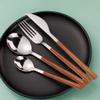 Wooden Silverware Set 40 Piece Flatware sets for 10 With Wood Imitation Wood Handle Stainless Steel Cutlery Utensils Set for Wedding Home Kitchen Restaurant Include Knifes Forks and Spoons Set view 4