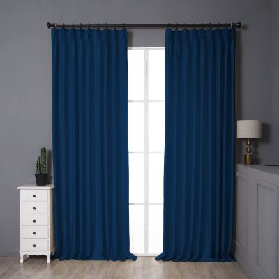 DotheDrape Pinch Pleat Drape, 72W x 96L inch Waterproof Blackout Curtain for Living Room Bedroom Sliding Door and Bathroom (1 Single Curtain, Navy Blue)