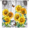 Sunflower Kitchen Curtain Sets 2 Panels,Rustic Background Bedroom Living Room 2 Piece Curtain Set 55x63in view 1