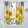 Sunflower Kitchen Curtain Sets 2 Panels,Rustic Background Bedroom Living Room 2 Piece Curtain Set 55x63in view 4