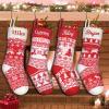 Dodosky Personalized Christmas Stockings 4Pack, Elk, Sledge, Snowman, Bells Christmas Stockings with Names Personalized Knit Stockings Family Christmas Stockings Embroidered Christmas Stockings view 1