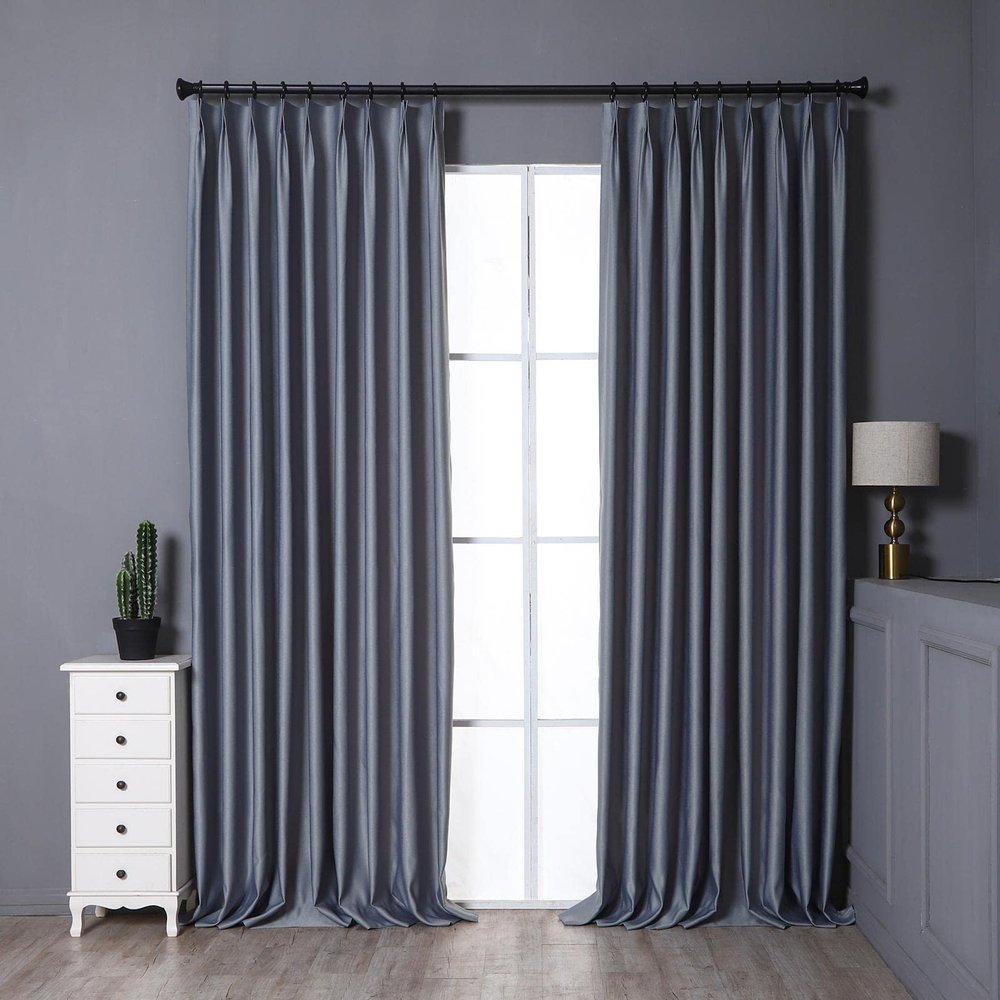 DotheDrape Pinch Pleat Drape, 72W x 96L inch Waterproof Blackout Curtain for Living Room Bedroom Sliding Door and Bathroom (1 Single Curtain, Light Grey)
