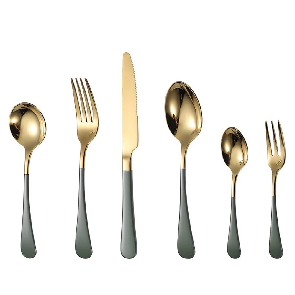 Green Silverware Set for 10, IKXO 60-Piece 18/10 Stainless Steel Satin Finish Flatware Set, Kitchen Utensil Set, Mirror Polished Tableware Cutlery Set for Home and Restaurant Christmas Gift