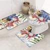 3 Piece Bathroom Rug Sets, Christmas Snowman Non Slip Bath Rug Contour Mat and Toilet Lid Cover, Absorbent Shower Mats Soft Bath Rug and Mat Sets Xmas Tree Snowflake Watercolor Illustraction Small view 1
