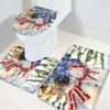 3 Piece Bathroom Rug Sets, Christmas Snowman Non Slip Bath Rug Contour Mat and Toilet Lid Cover, Absorbent Shower Mats Soft Bath Rug and Mat Sets Xmas Tree Snowflake Watercolor Illustraction Small view 4