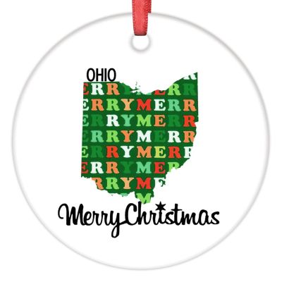 Christmas Ornaments Ohio Ornaments for Christmas Trees American State Merry Christmas Ceramic Round Personalized Christmas Ornaments 2022 Christmas Decor Keepsake Holiday Christmas Decor 3 Inch