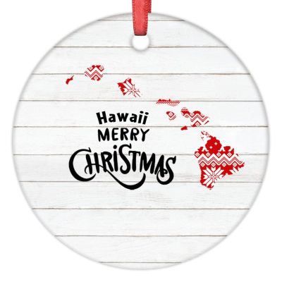 Merry Christmas Hawaii Christmas Ornaments Personalized Christmas Ornaments 2022 Ameirican Home State Christmas Decorations for Tree Christmas Decor Holiday Keepsake New Year Gifts 3 Inch