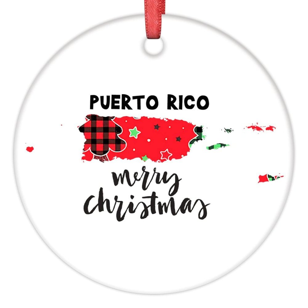 Merry Christmas Puerto Rico Christmas Ornaments Personalized Christmas Ornaments 2022 Ameirican Home State Ornament for Christmas Tree Decor Christmas Decor Holiday Keepsake New Year Gifts 3 Inch
