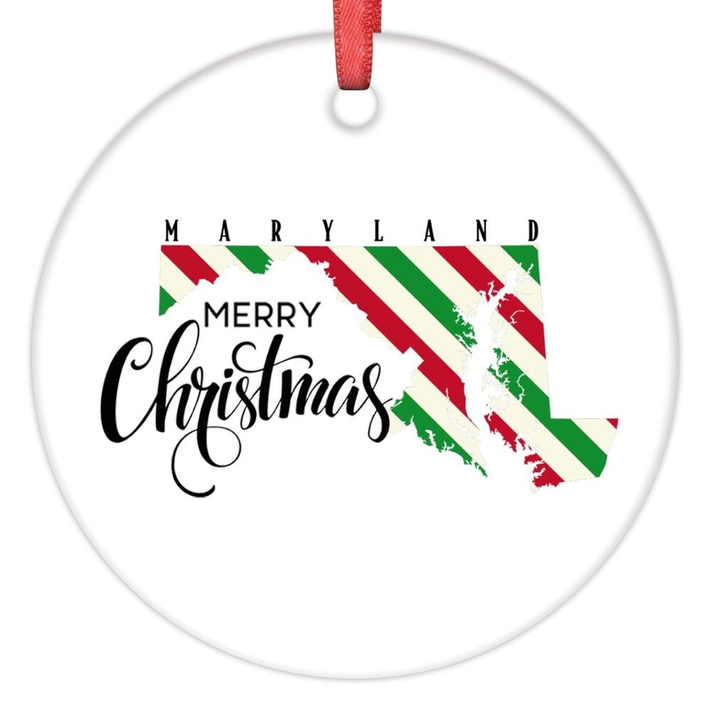 Maryland Home State Christmas Ornaments 2022 Merry Christmas Sweet Home Christmas Decorations for Tree Personalized Christmas Ornaments Holiday Christmas Keepsake New Year Gifts 3 Inch