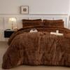 chovy Faux Fur Plush Coffee Comforter Sets King - Ultra Soft Shaggy Flannel Velvet Fluffy Fuzzy 3PC Bedding Set Comforter x 1 Pillowcases x 2 view 3