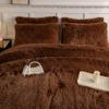 chovy Faux Fur Plush Coffee Comforter Sets King - Ultra Soft Shaggy Flannel Velvet Fluffy Fuzzy 3PC Bedding Set Comforter x 1 Pillowcases x 2 view 4