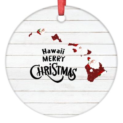 Merry Christmas Hawaii Christmas Ornaments Personalized Christmas Ornaments 2022 Ameirican Home State Christmas Decorations for Tree Christmas Decor Holiday Keepsake New Year Gifts 3 Inch