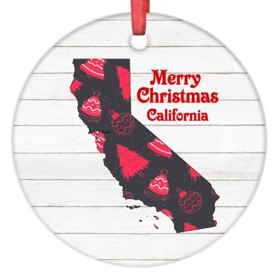 California Map Christmas Tree Ornaments Personalized Home State Christmas Ornament 2022 Merry Christmas Ceramic Round Farmhouse Christmas Ornaments Keepsake New Year Gifts 3 Inch