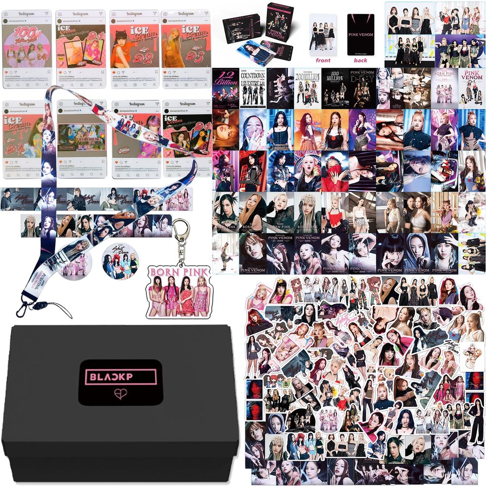 KPOPBP 159 Pcs Born Pink Album Gift Box Set Blink Fans Gift Merchandise Photocards Birthdays Party Decorations Kpop Lanyard Stickers